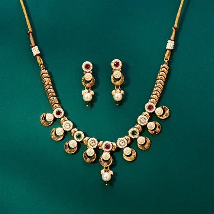 Antique Meenakari Necklace With Matte Gold Plating