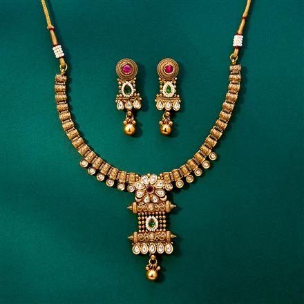 Antique Classic Necklace With Matte Gold Plating