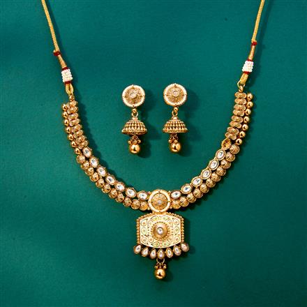 Antique Meenakari Necklace With Matte Gold Plating
