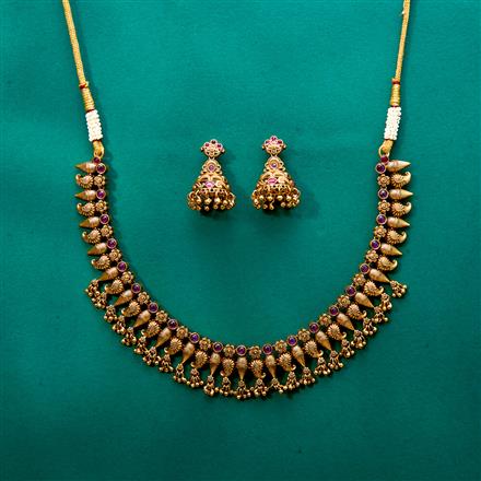 Antique South Indian Necklace With Matte Gold Plating