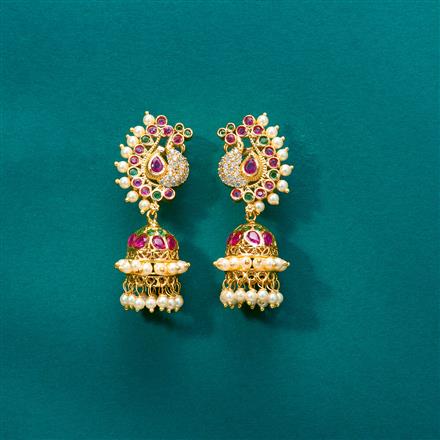 Antique Peacock Jhumki With Gold Plating