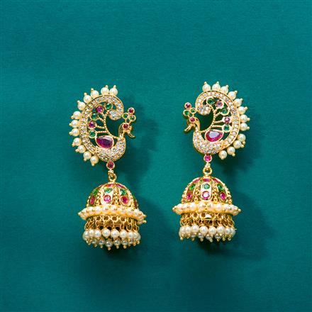Antique Peacock Jhumki With Gold Plating