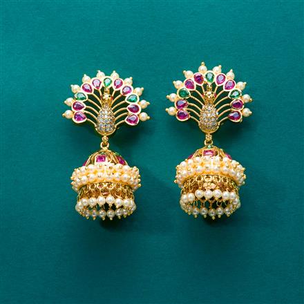 Antique Peacock Jhumki With Gold Plating