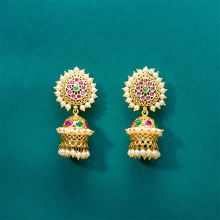 Antique Moti Jhumki With Gold Plating