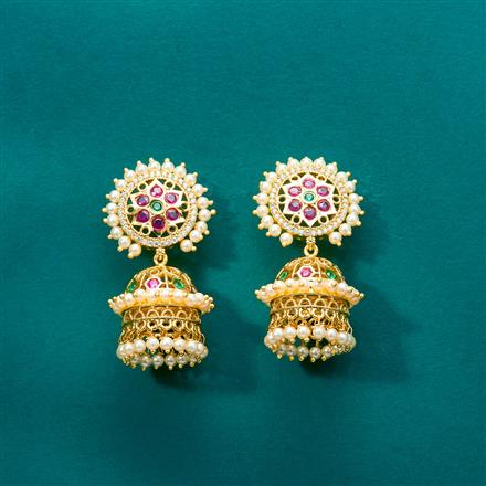 Antique Pearl Jhumki With Gold Plating