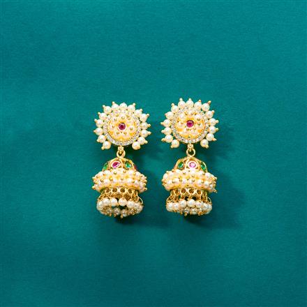 Antique Moti Jhumki With Gold Plating