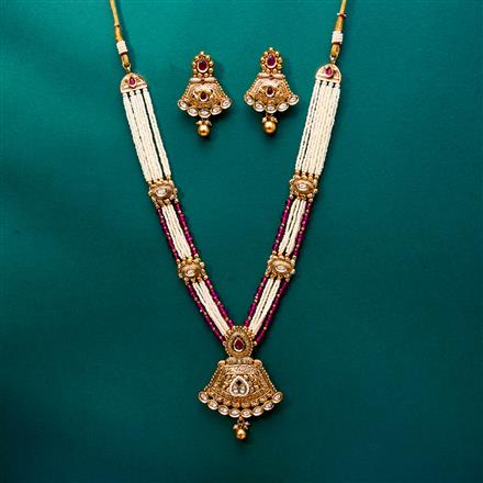 Antique Mala Pendant Set With Gold Plating
