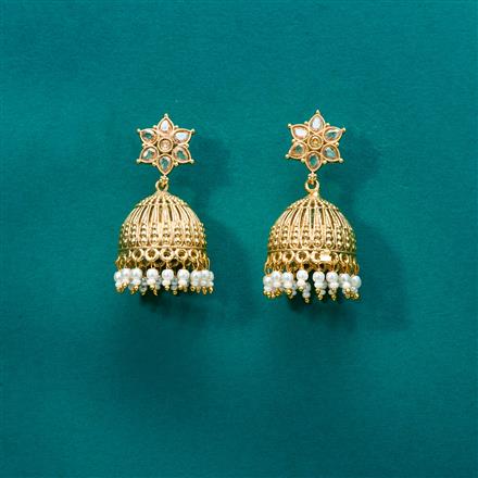 Antique Moti Jhumki With Gold Plating