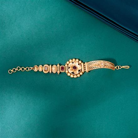 Antique Adjustable Bracelet With Matte Gold Plating