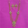 Antique Long Necklace Set With Matte Gold Plating
