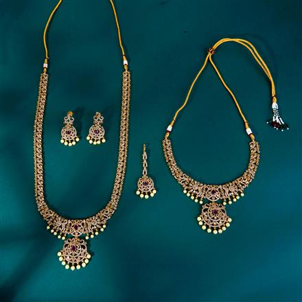 Antique Peacock Necklace With Matte Gold Plating