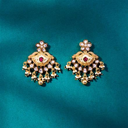 Antique Meenakari Earring With Matte Gold Plating