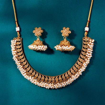 Antique Moti Necklace With Gold Plating