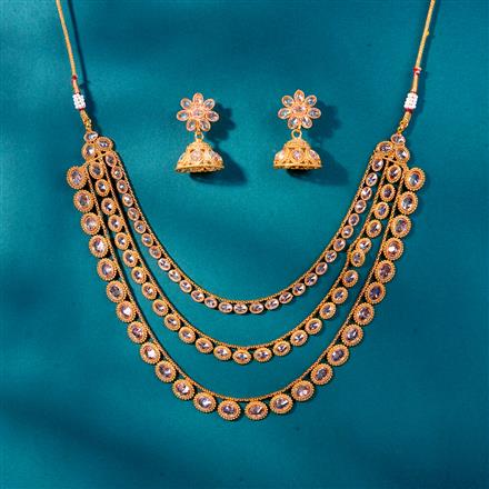 Antique 3 Line Necklace With Gold Plating