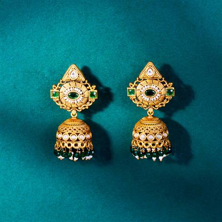 Antique Jhumki With Matte Gold Plating