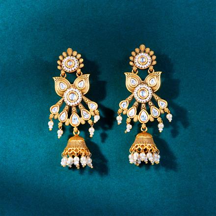 Antique Pearl Earring With Matte Gold Plating