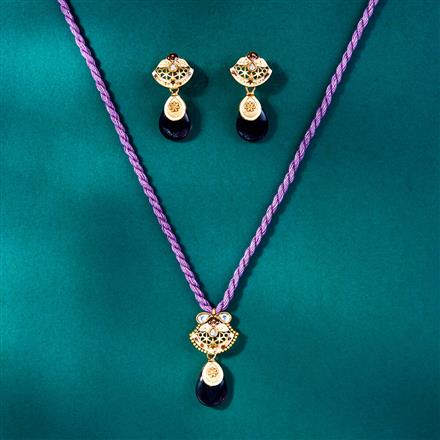 Antique Meenakari Pendant Set With Matte Gold Plating