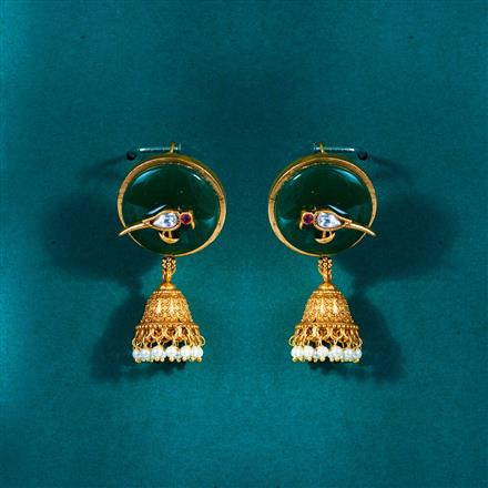 Antique Jhumki With Matte Gold Plating