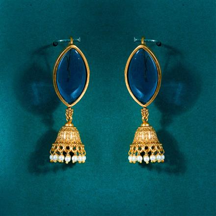 Antique Pearl Jhumki With Matte Gold Plating