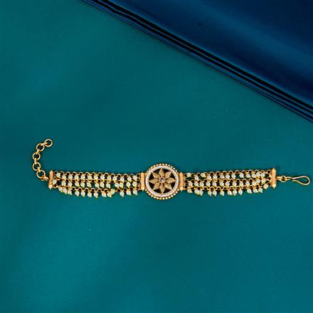 Antique Moti Bracelet With Matte Gold Plating