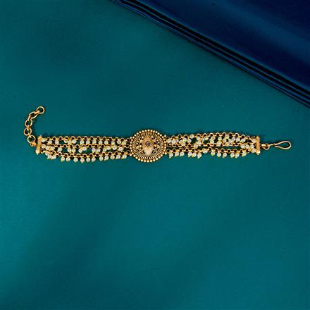 Antique Adjustable Bracelet With Matte Gold Plating