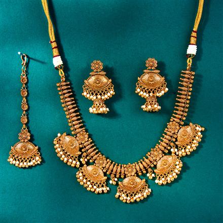 Antique Classic Necklace With Matte Gold Plating