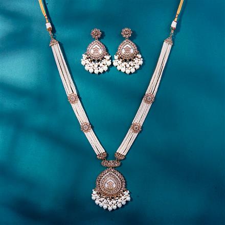 Antique Moti Pendant Set With Mehndi Plating