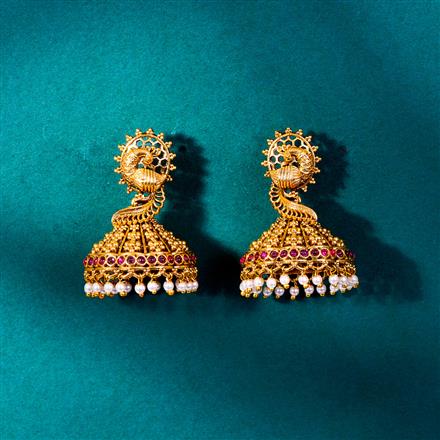Antique Jhumki With Matte Gold Plating