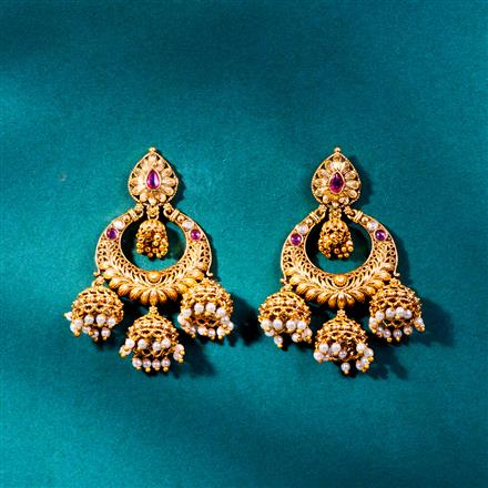 Antique Chand Earring With Matte Gold Plating