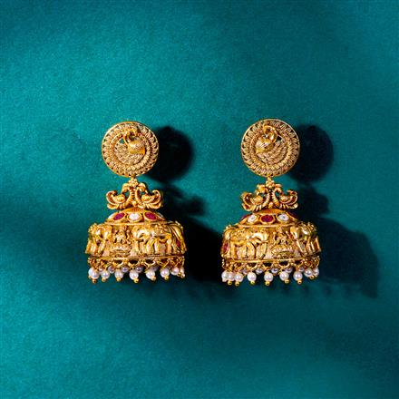 Antique Jhumki With Matte Gold Plating