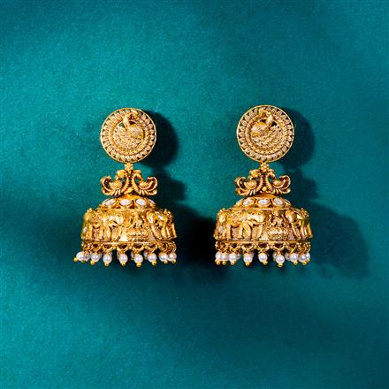 Antique Jhumki With Matte Gold Plating