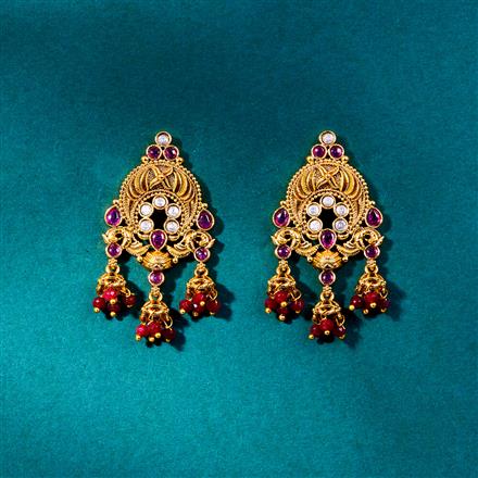 Antique Peacock Earring With Matte Gold Plating