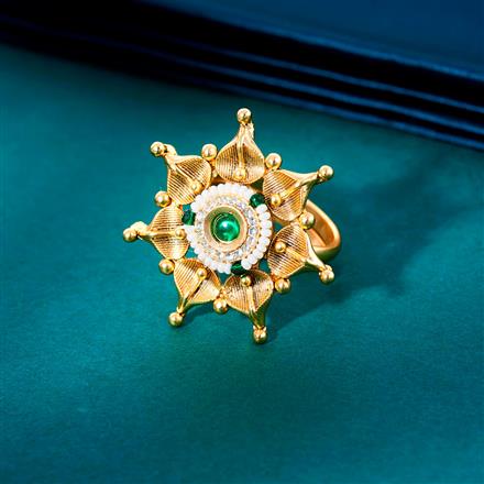 Antique Adjustable Ring With Matte Gold Plating