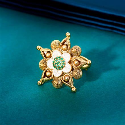 Antique Adjustable Ring With Matte Gold Plating