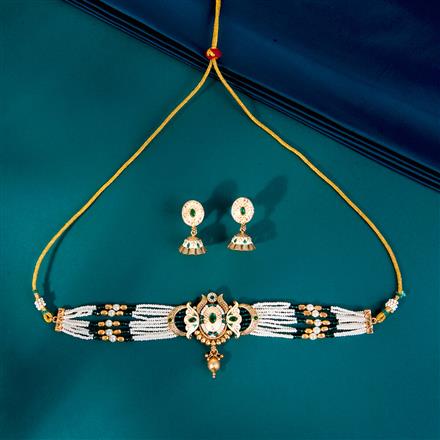 Antique Pearl Necklace With Matte Gold Plating