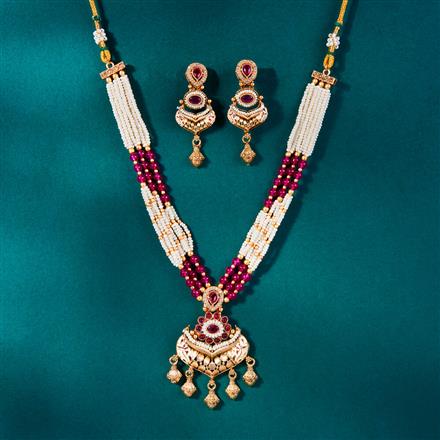 Antique Meenakari Necklace With Matte Gold Plating