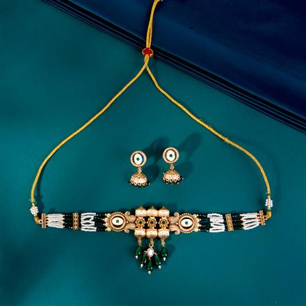 Antique Meenakari Necklace With Matte Gold Plating