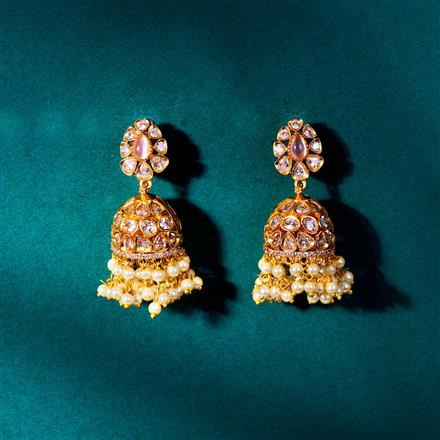 Antique Pearl Jhumki With Matte Gold Plating