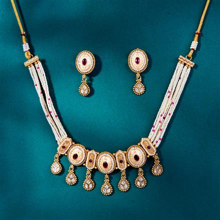 Antique Meenakari Necklace With Matte Gold Plating