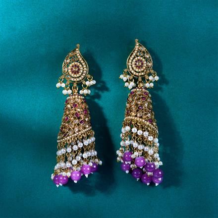 Antique Pearl Jhumki With Mehndi Plating