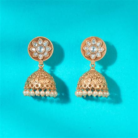 Antique Jhumki With Matte Gold Plating