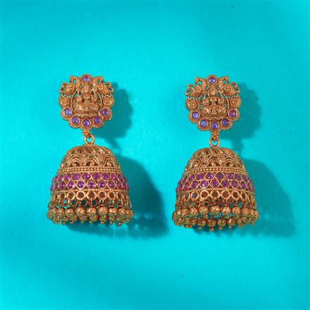 Antique South Indian Jhumki With Matte Gold Plating