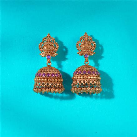 Antique South Indian Jhumki With Matte Gold Plating