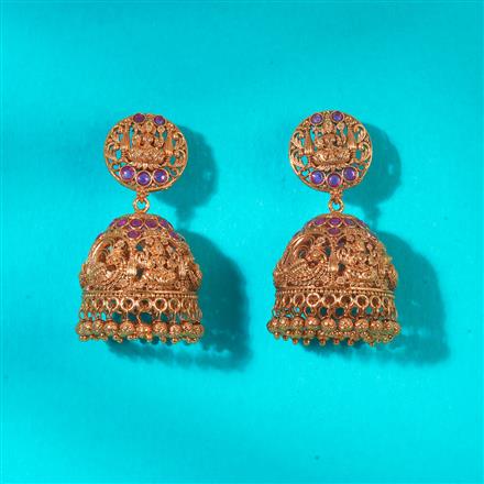Antique Peacock Jhumki With Matte Gold Plating
