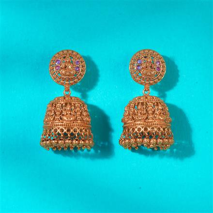 Antique South Indian Jhumki With Matte Gold Plating