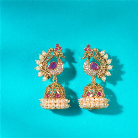 Antique Moti Jhumki With Gold Plating