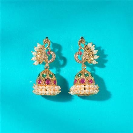 Antique Peacock Jhumki With Gold Plating