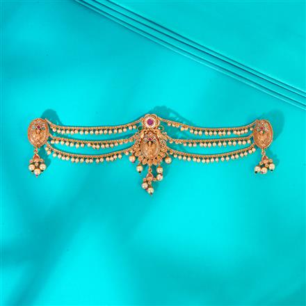 Antique Moti Hair Brooch With Gold Plating