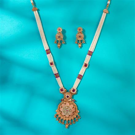 Antique Meenakari Pendant Set With Matte Gold Plating