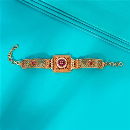 Antique Adjustable Bracelet With Matte Gold Plating